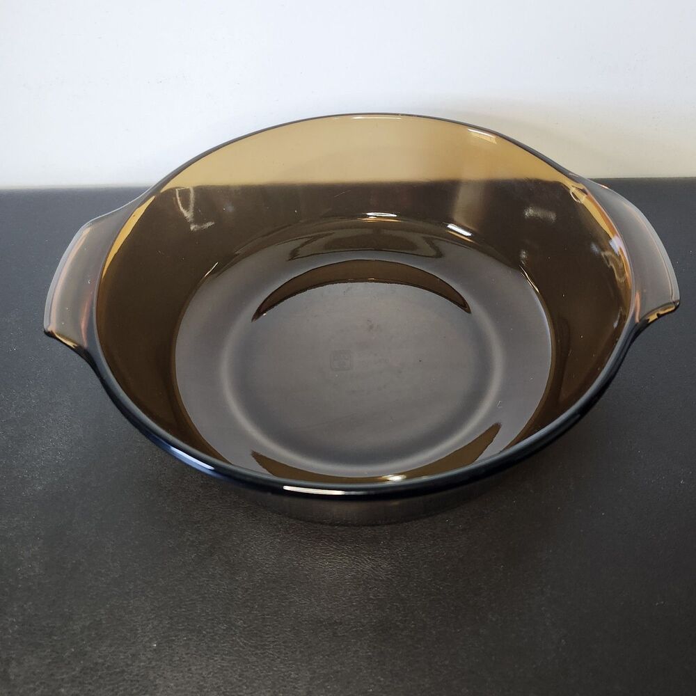 Vintage Anchor Hocking Amber Glass Round Casserole Dish 2 QT #438 No Lid USA